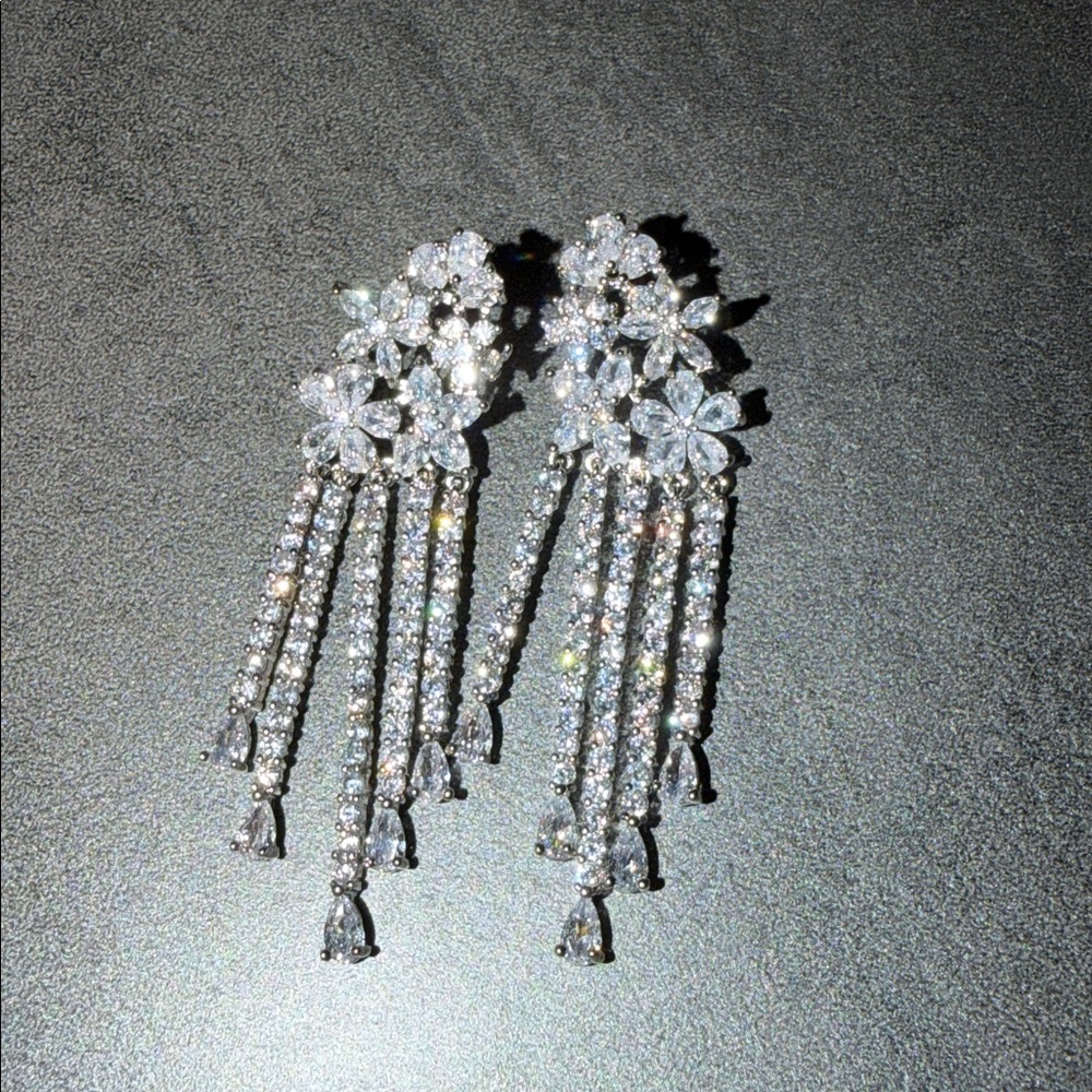 Macy's Silver Floral Cascade Earrings